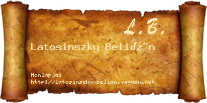 Latosinszky Belián névjegykártya